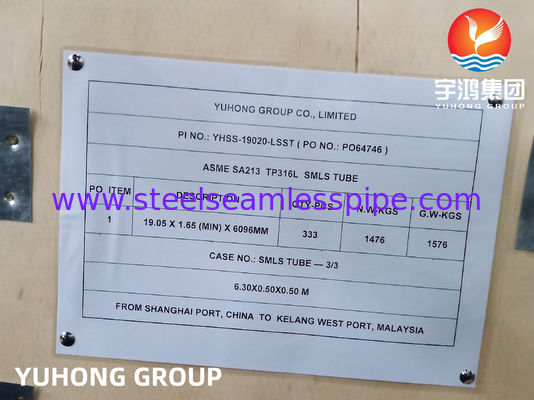 ASTM A213 TP316L naadloos buisje van roestvrij staal met hoge corrosiebestendigheid voor warmtewisselaar ET HT