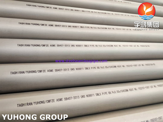 ASTM B407 UNS N08811 Naadloze buis van nikkellegering voor petrochemische industrie