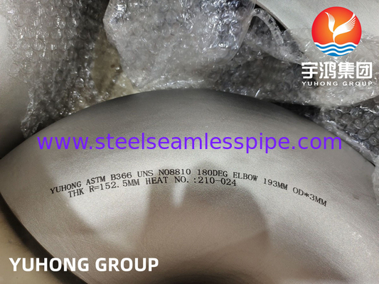Van de de Pijpmontage ASTM B366 Incoloy 800H van B16.9buttweld het Nikkellegering 180 Graadelleboog