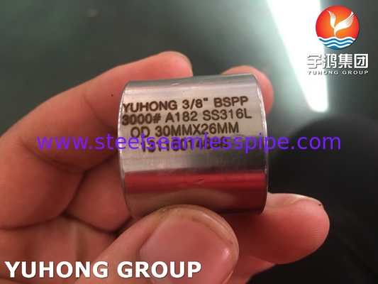ASTM A182 F316L Stainless Steel Gesmeed Pipe Fittings, BSPP Geaffineerde Koppeling 3000LBS