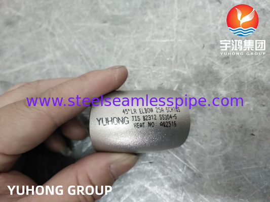 JIS B 2312 Staalbuisbinding 90° 45° LR/SR Elbow SUS304 SUS304L