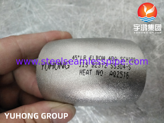 JIS B2312 SS304-S Roestvrij staal Butt weld fittings 45° 90° LR Elbow