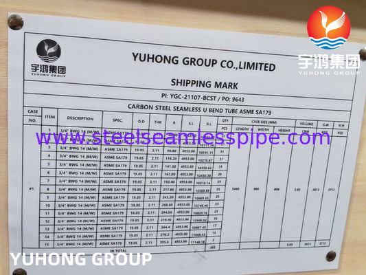 Carbon Steel U Bend Tube, ASME SA179, Full Killed, Nace MR-0175, voor toepassing in warmtewisselaar