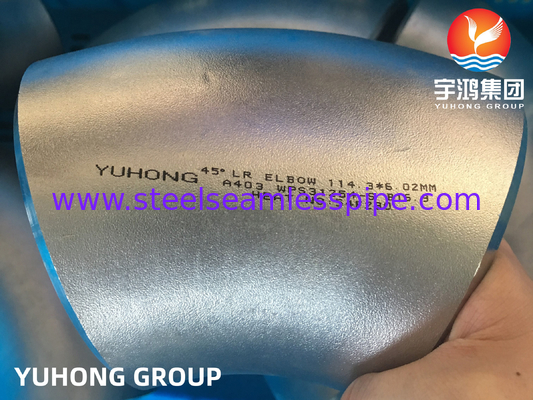 Vaststellingen van roestvrij staal ASTM A403 WPS31254-S 90°LR 45°LR ELBOW B16.9