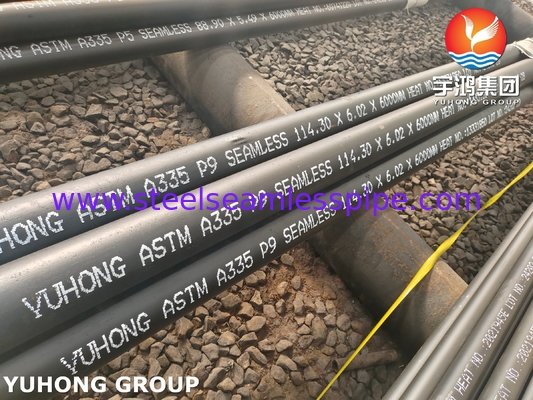 ASTM A335 / ASME SA335 P9 Legering staal naadloze pijp zwart schilderij afgeschuind uiteinde