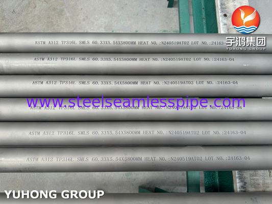 ASTM A312 TP316L naadloos buisje van roestvrij staal met hydrostatische en ultrasone Eddy-stroomonderzoek voor petrochemische toepassingen