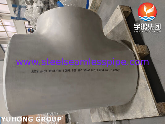 Grote diameter Butt Weld Pipe Fittings, ASTM A403 WP347-WX Equal Tee voor corrosieve vloeistoffen B16.9