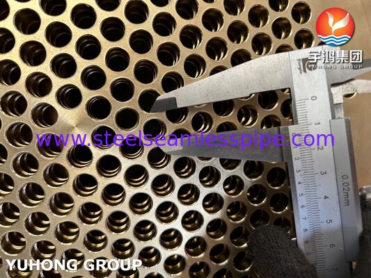 ASTM B171 C46400 marine-messing buisplaat voor zeewater- en scheepskoelers - nauwkeurig bewerkte warmtewisselaarcomponent van koperlegering