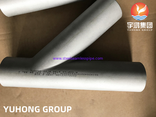 Duplex staal ASTM A815 S31803, Y-vorm Tee, Butt Weld Pipe Fitting B16.9