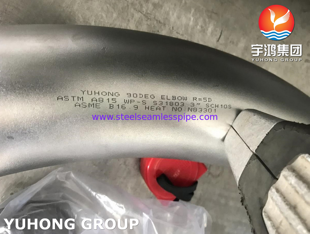 ASTM A815 WPS31803 ASME B16.9 3“ Duplex het Roestvrije staalkromming van SCH10S R=5D