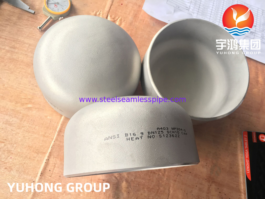 Butt weld fittings, ASTM A403 WP304-S roestvrij staal naadloze eindkappen, ASME B16.9