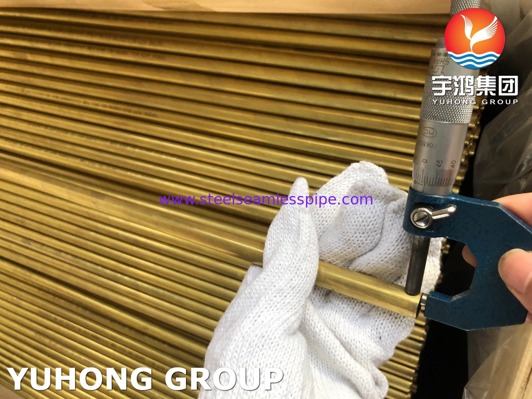 Koperen legering Messingbuis ASTM B111 C44300 C68700 C70600 25.4mm*1.245mm*12995mm Condensor Air Cooler Radiator