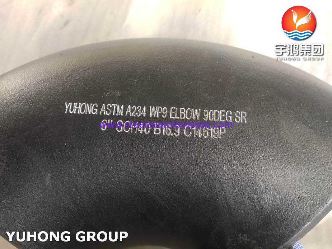 Gelegeerd staal ASTM A234 WP9 90 graden SR-elleboog ANSI B16.9 stomplasfitting