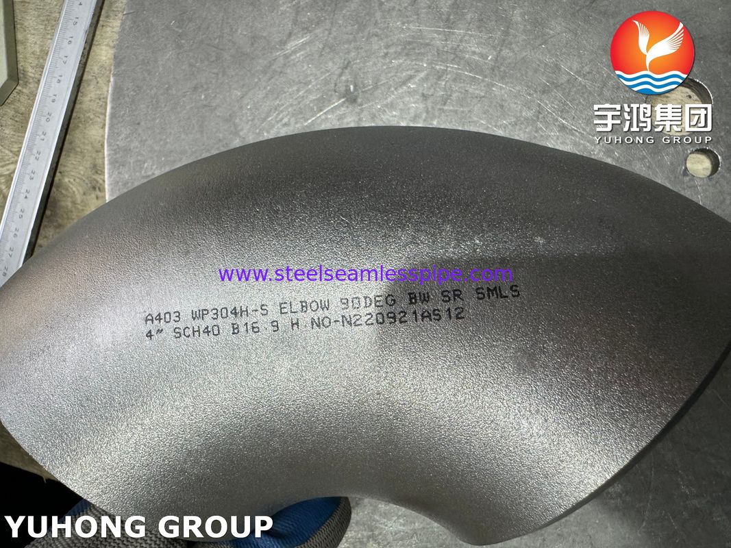 ASTM A403 WP304H Roestvrijstalen Fitting 90° Korte Radius Elleboog Stompgelast Naadloos B16.9