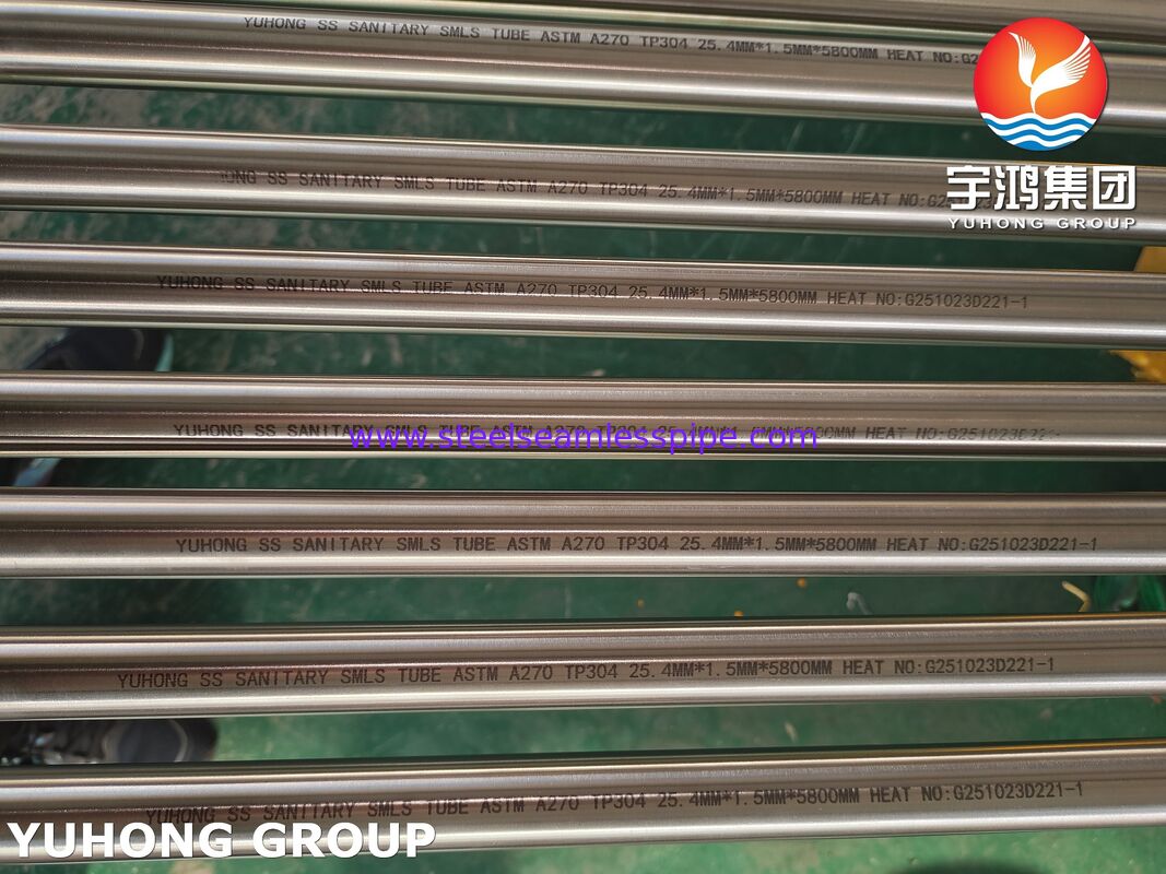 ASTM A270 TP304 Roestvrijstalen Helder Gegloeide Naadloze Hygiënische Buis voor Voedselverwerking