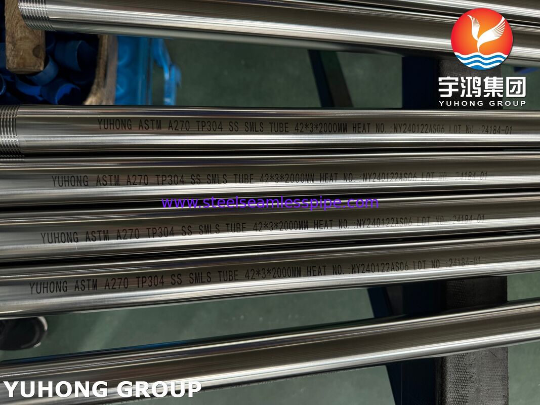 ASTM A270 TP304 3A Sanitaire buis van roestvrij staal voor drankenfabrieken, NPT draad einde