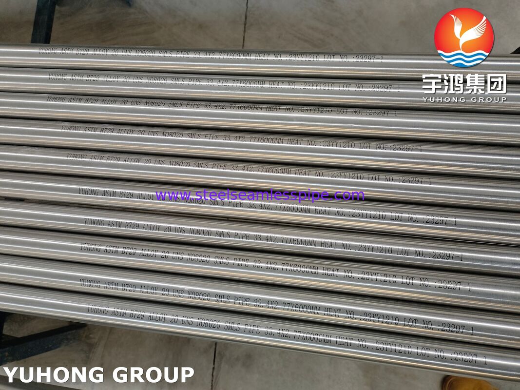 ASTM B729 legering20 (UNS N08020) naadloos buisje, corrosiebestendig voor zure omgevingen