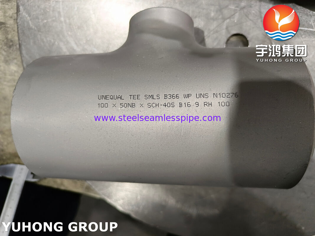 ASTM B366 C276 BW Gelijk en ongelijk TEE Hoge corrosiebestendigheid Hastelloy C276 Butt weld pipe fitting