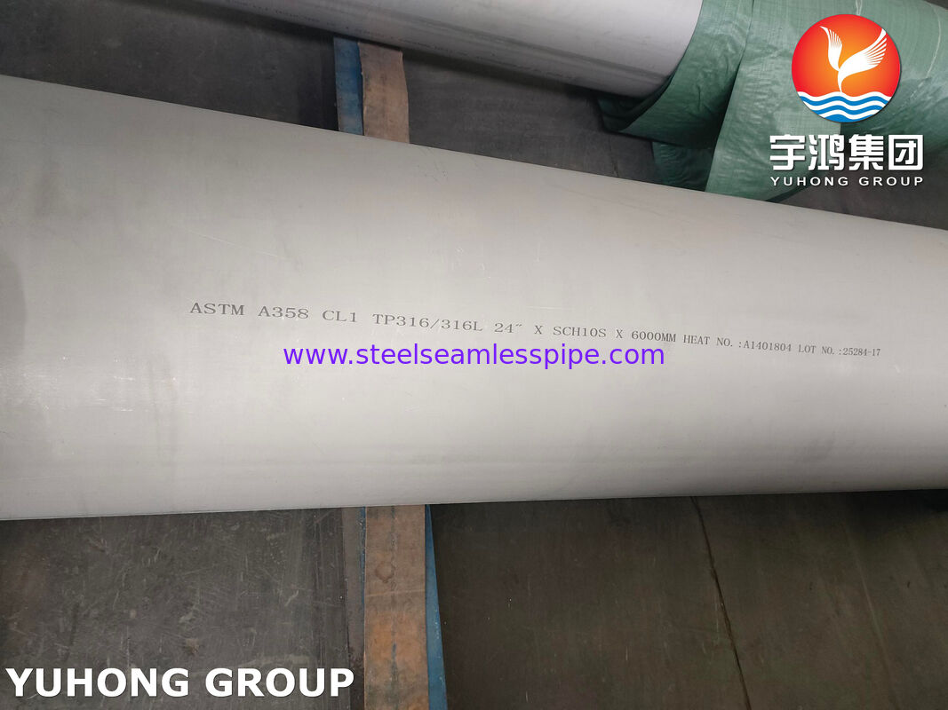 ASTM A358 CL1 TP316 / TP316L Stainless Steel Welded Pipe For Petrochemical Industry 100% RT
