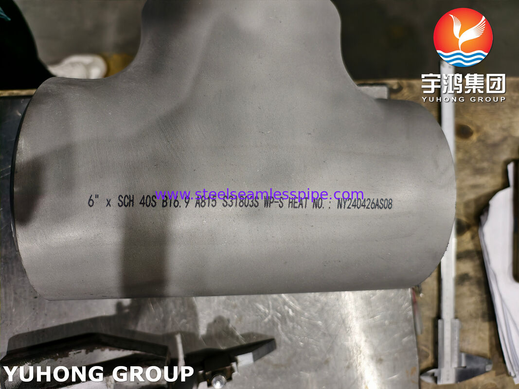 ASTM A815 UNS S31803 Duplex Stalen Fitting ASME B16.9 Buttweld Duplex 2205 Gelijke T-stuk
